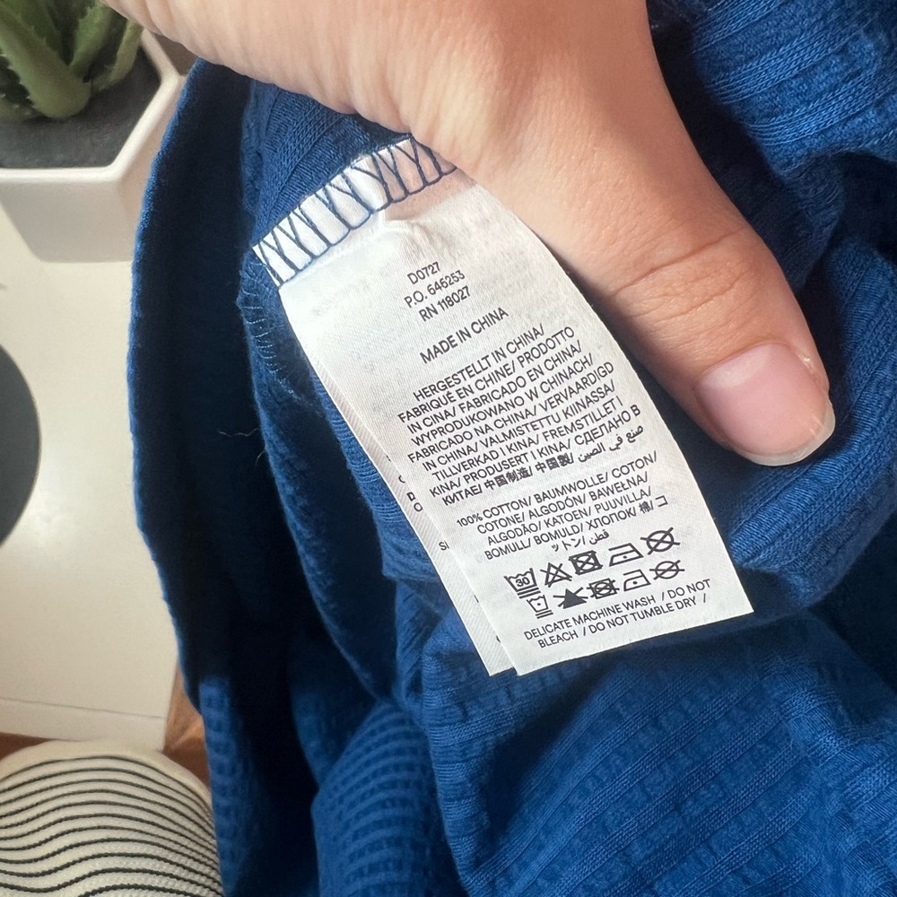 Boden Seersucker Jersey Tea Dress Cobalt Blue Cap Sleeve Knee Length Dress 8R - Picture 5 of 6